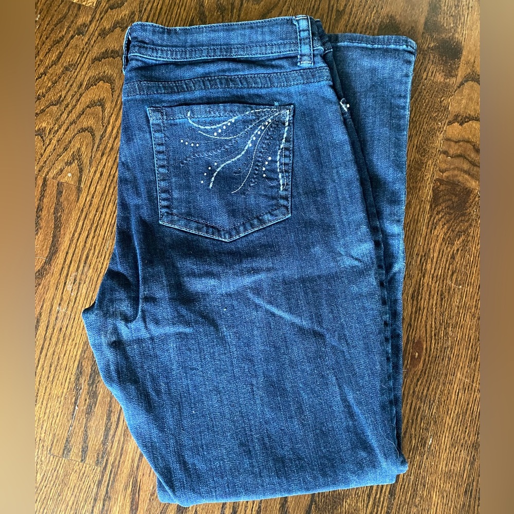 LEE Slender Secret 18 M Stretch Boot Cut Blue Jeans Rhinestone Pockets